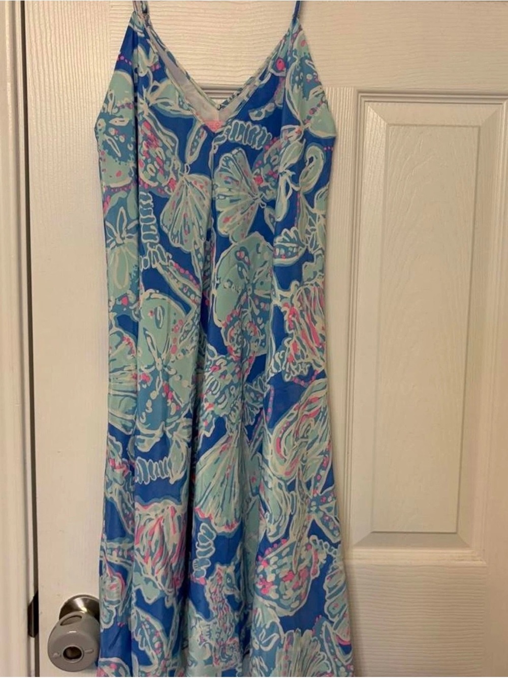 Lilly Pulitzer Blue & Mint Slip Maxi Dress with Pink Accents